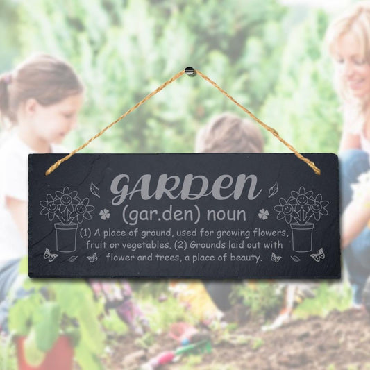 Garden A Place Of Ground Flowers Tree Fruits Engraved Hanging Slate Plaque Sign