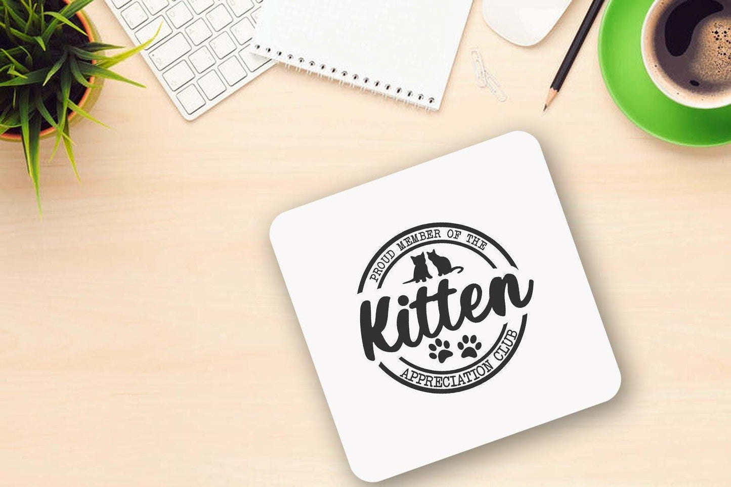 Proud Member Of The Kitten Appreciation Club - Ceramic Novelty Coffee Mug & Coaster Gift
