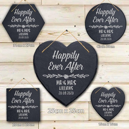 Personalised Wedding Slate Plaque: Happily Ever After Hanging Sign