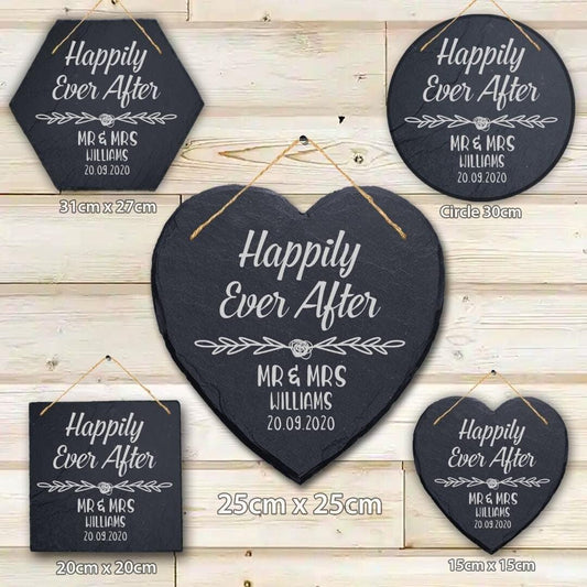 Personalised Wedding Slate Plaque: Happily Ever After Hanging Sign