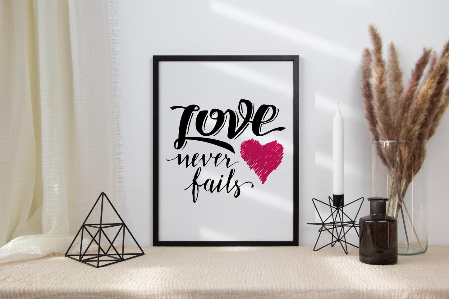 Love Never Fails Motivational Inspirational Love Positive Quote Poster Wall
