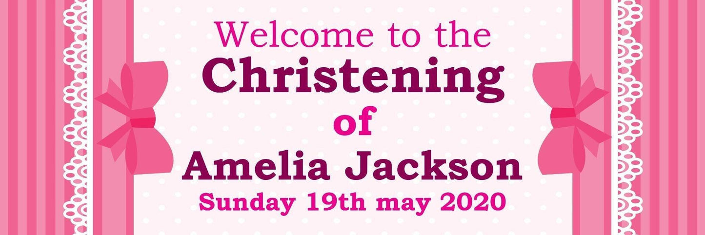 2x Personalised Christening Banner: Custom Party Decoration