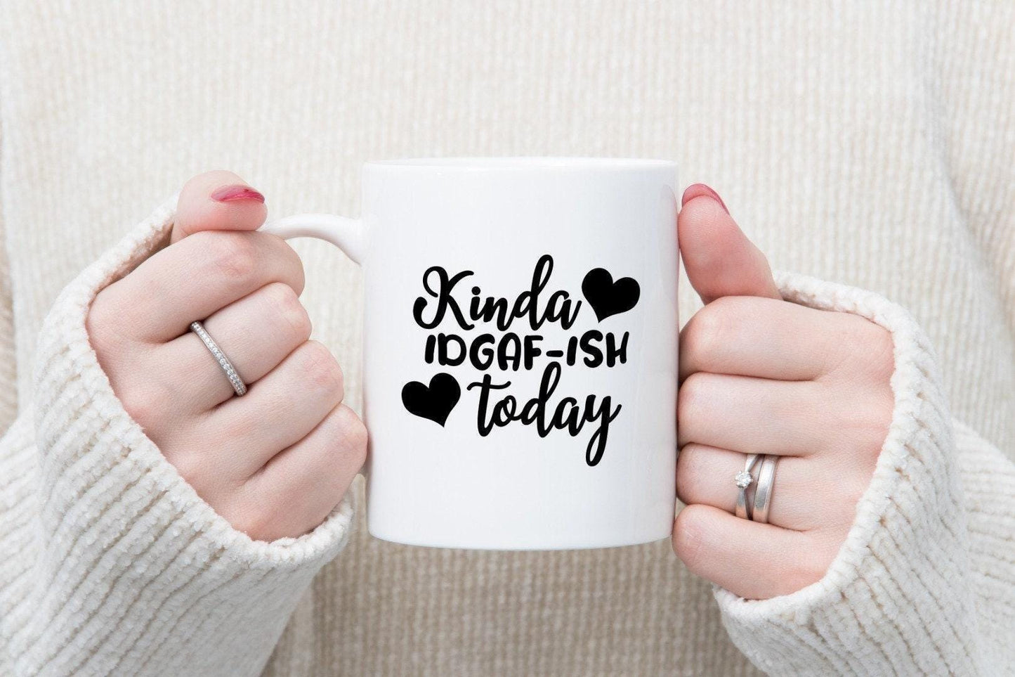 Funny Kinda Idgaf-ish Today - Ceramic Novelty Mug & Coaster Coffee Tea Cup Office Gift