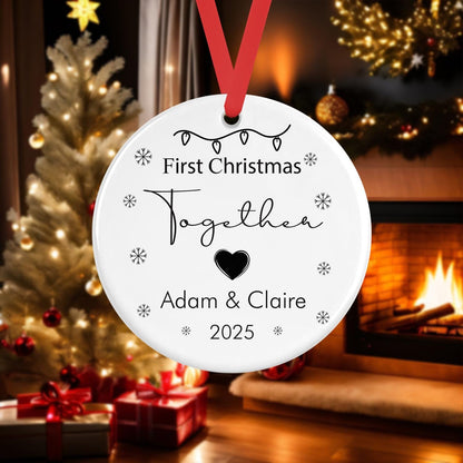 Personalised First Christmas Together Bauble Engaged Decoration Ornament Gift