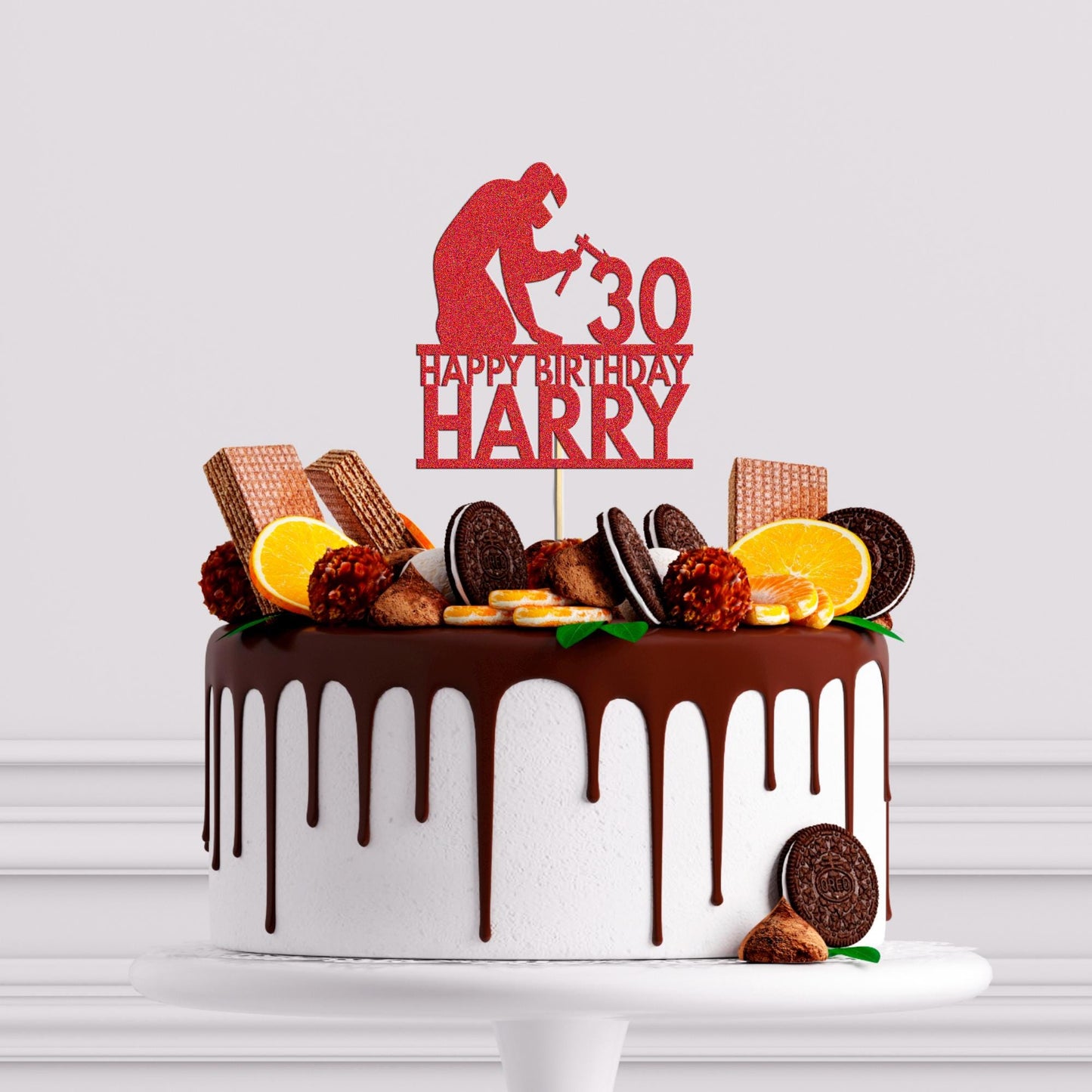 Welder Cake Topper Personalised Welding Birthday Decoration Add Any Name & Age