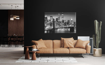 New York Manhattan Night Time City Black Poster - A5 A4 A3 A2 A1 A0 Sizes Art