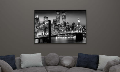 New York Manhattan Night Time City Black Poster - A5 A4 A3 A2 A1 A0 Sizes Art