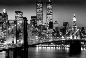 New York Manhattan Night Time City Black Poster - A5 A4 A3 A2 A1 A0 Sizes Art