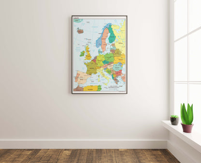 Giant Map of Europe Wall Art Poster - Available in A5, A4, A3, A2, A1 Sizes