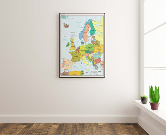 Giant Map of Europe Wall Art Poster - Available in A5, A4, A3, A2, A1 Sizes