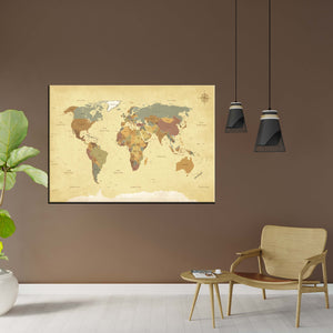 Vintage World Map Living Room Bedroom Giant Poster - A4 A3 A2 A1 A0 Sizes