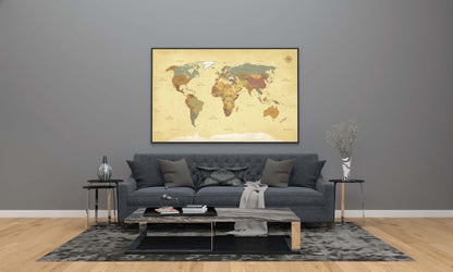 Vintage World Map Living Room Bedroom Giant Poster - A4 A3 A2 A1 A0 Sizes