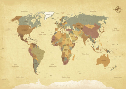 Vintage World Map Living Room Bedroom Giant Poster - A4 A3 A2 A1 A0 Sizes