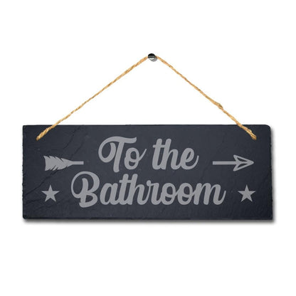 Bathroom Hanging Slate Sign Engraved Plaque Funny Spa Washroom Wc Toilet Gift