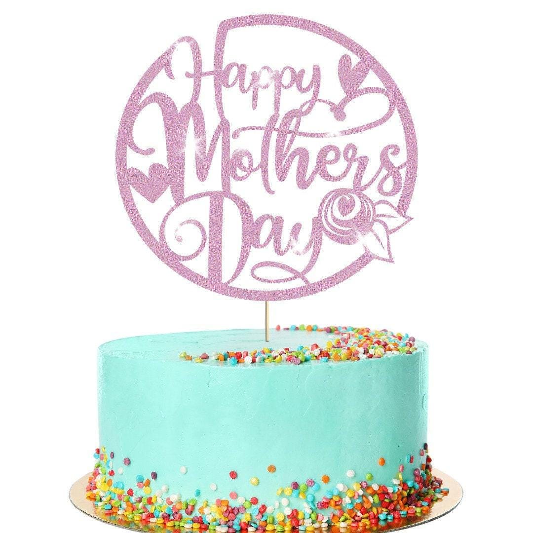 Hearts Design Happy Mothers Day Glitter Cake Topper Birthday Decoration