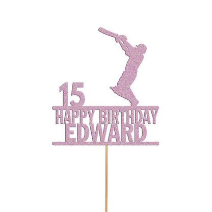 Personalised Glitter Cricket Cake Topper: Birthday Party Decor