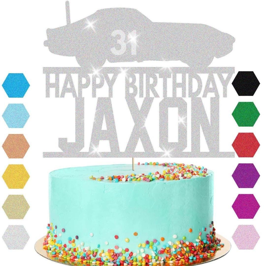 Personalised Glitter Racing Car Cake Topper: Birthday Decoration