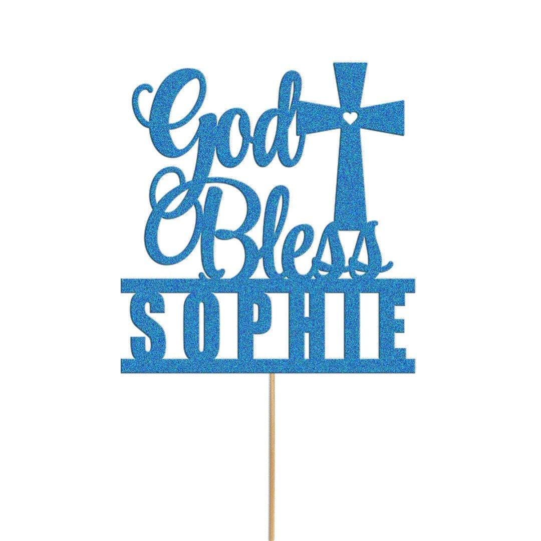 Personalised Glitter Cake Topper: Baptism, Confirmation, Christening