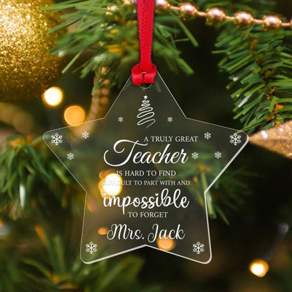 Personalised Christmas Bauble Custom Teacher Thankyou Ornament Xmas Star Tree Hanging Decor Gift