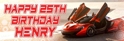 2 Personalised Fast Car Birthday Banners Party Celebration Decoration Posters