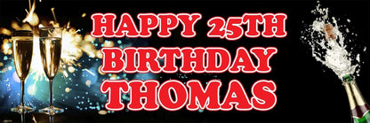 2 Personalised Real Champagne Birthday Party Celebration Banners Decor Posters