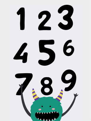 1-9 Numbers Learning Monster Nursery Bedroom Boys Girls Wall Decor Poster Print