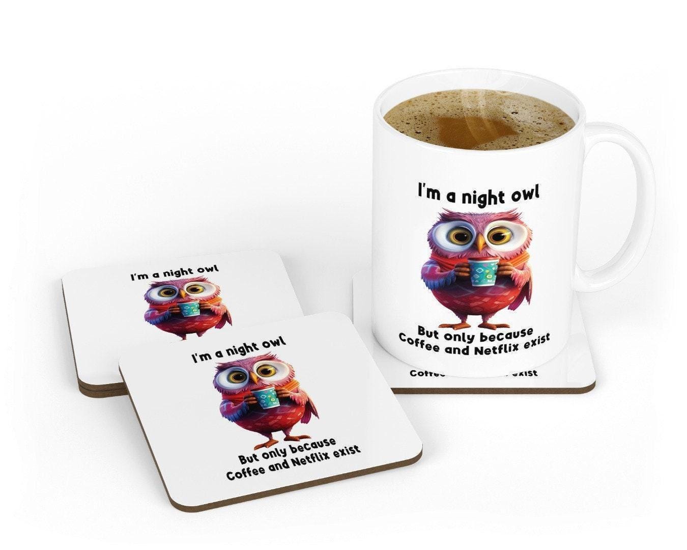 Night Owl Coffee Mug & Coaster Set: Gamer Gift