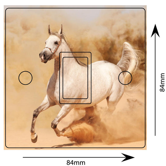 Running White Horse Sand Dust Light Switch Sticker Cover Vinyl Skin Wall Decal