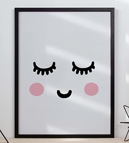 Sleepy Eyelashes Emoji Nursery Bedroom Boys Girls Wall Decor Art Poster Print