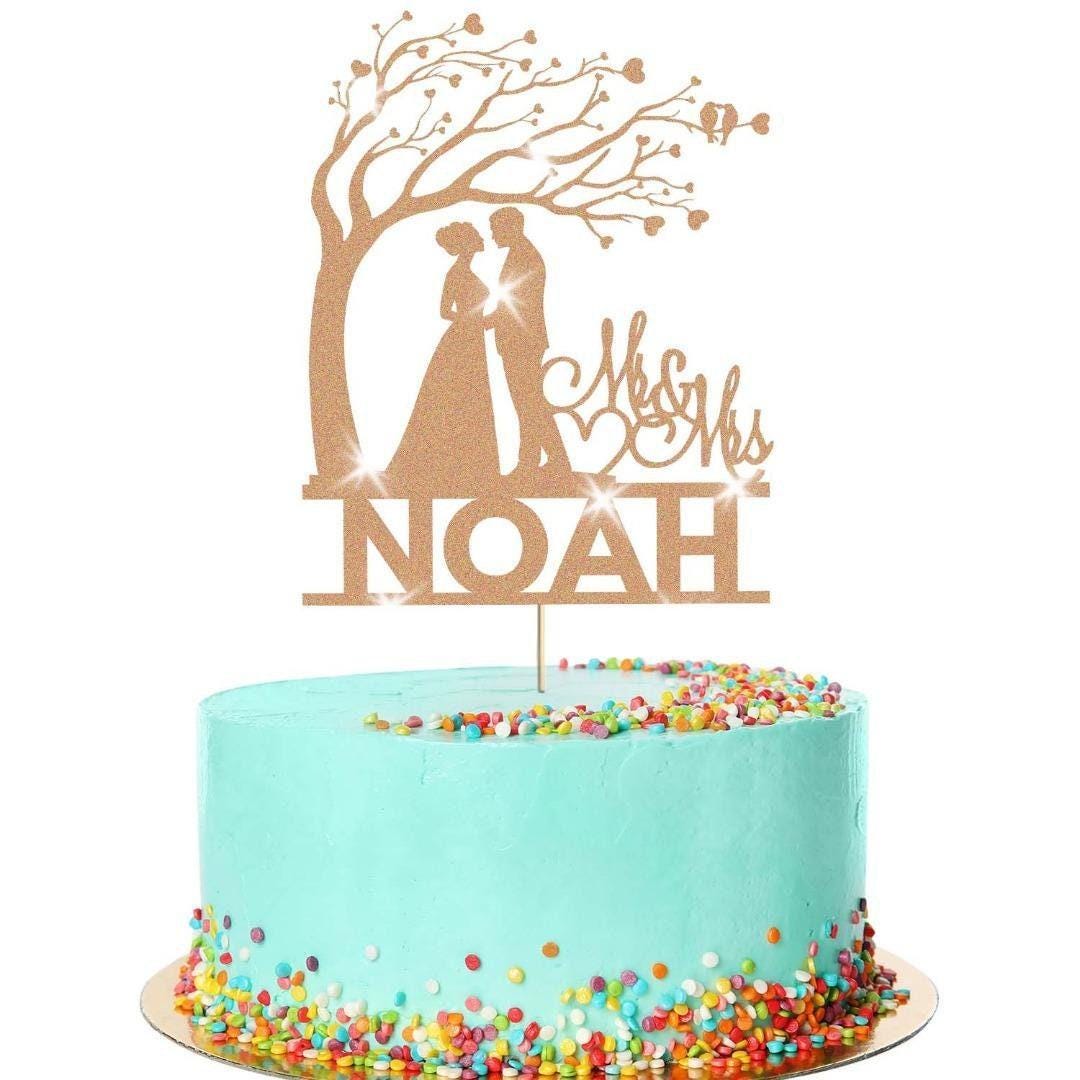 Personalised Wedding Cake Topper Mr & Mrs Anniversary Love Birds Cake Decoration