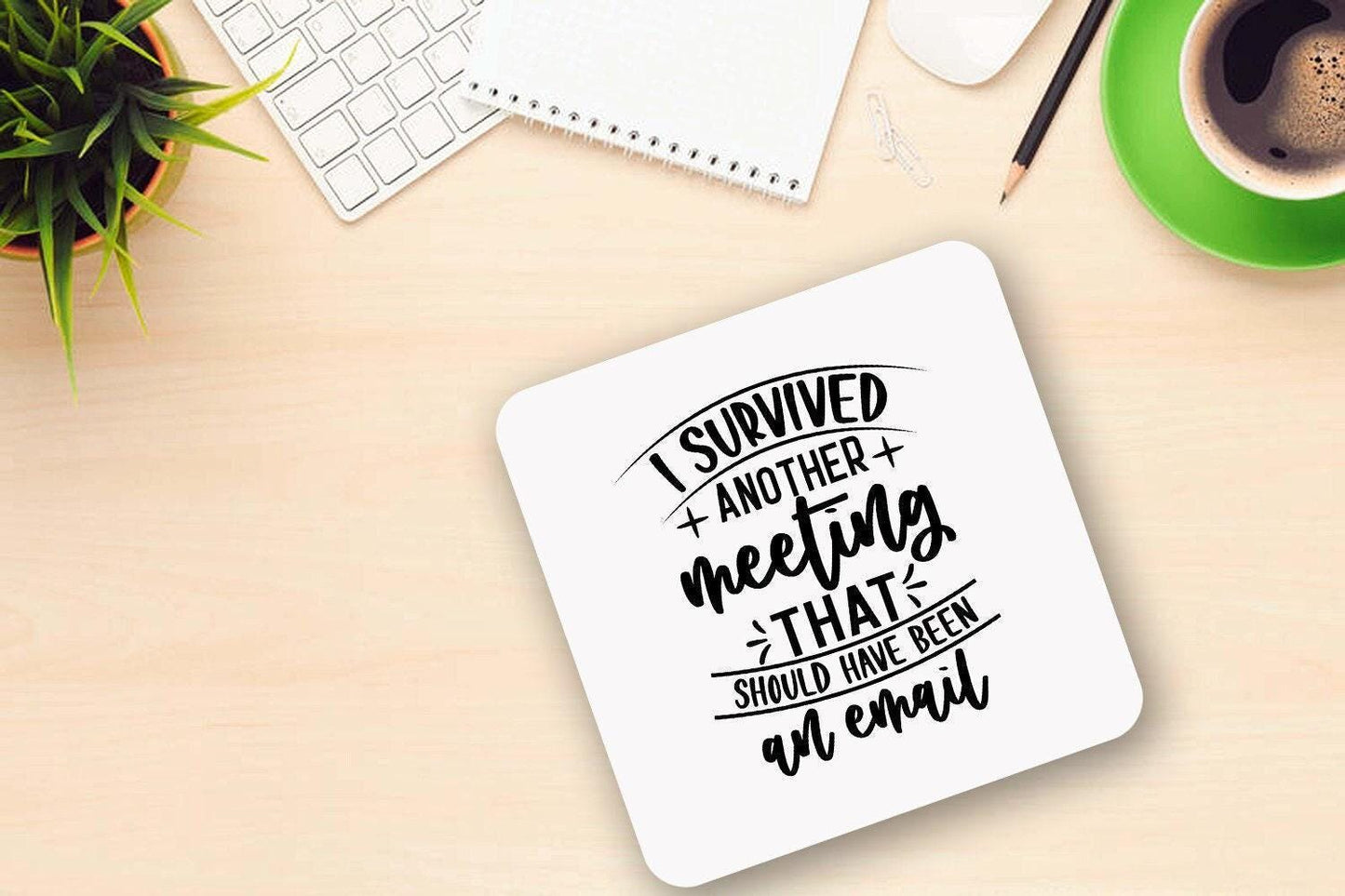 I Survived Another Meeting Mug & Coaster - Funny Office Gift