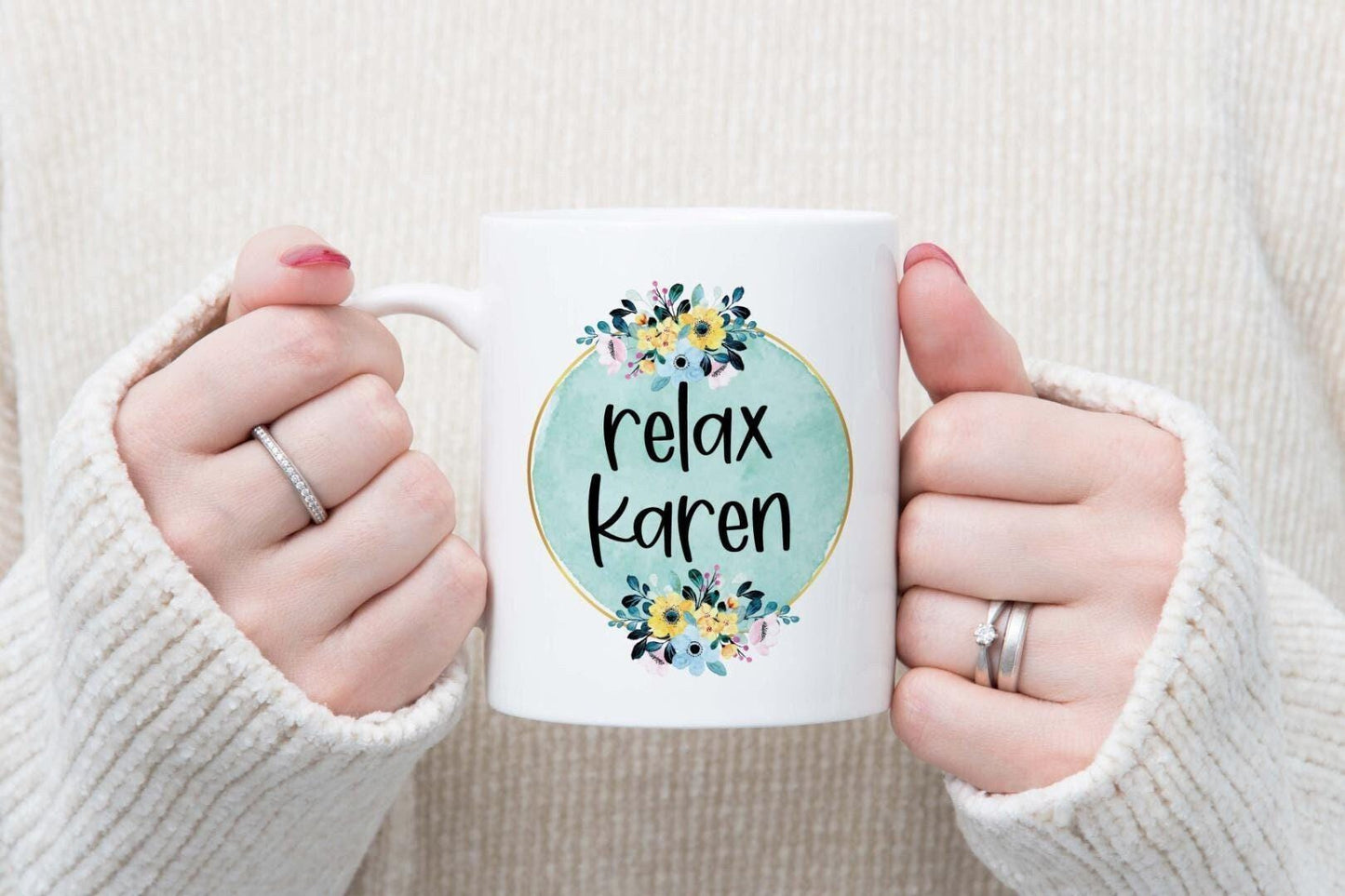 Relax Karen Mug & Coaster Gift Set Funny Office Work Colleague Coffee Cup Gifts