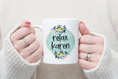 Relax Karen Mug & Coaster Gift Set Funny Office Work Colleague Coffee Cup Gifts