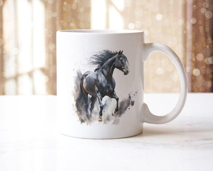 Majestic Watercolour Effect Horse Ceramic Coffee Tea Cup Mug And Coaster Gift Set