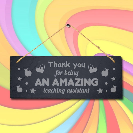 Teacher Thank You Gift Engraved Slate Sign Teaching Assistant School Leavers
