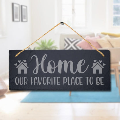 Home Our Favorite Place Laser Engraved Hanging Slate Garden Rustic Plaque Sign