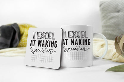 Accountant Coffee Mug Coaster Set I Excel At Spreadsheets Book Keeping Analyst