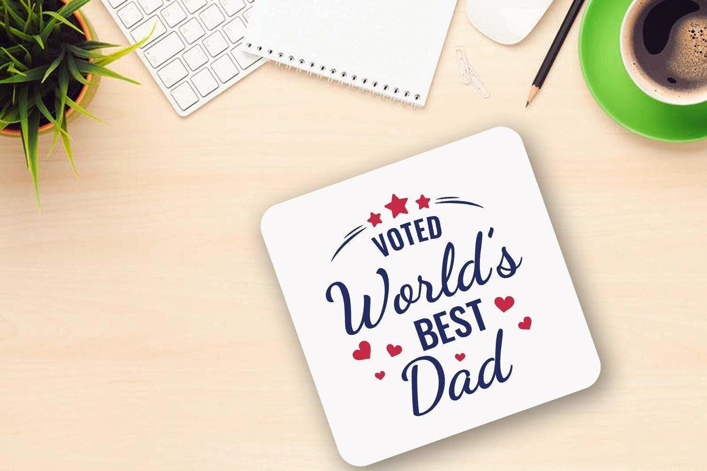 Fathers Day Mug & Coaster Set Worlds Best Dad Daddy Grandad Birthday Tea Gift