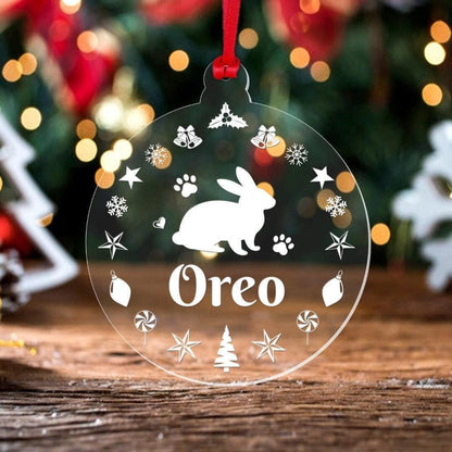 Personalised Rabbit Christmas Bauble Pet Any Name Xmas Tree Decoration Gift