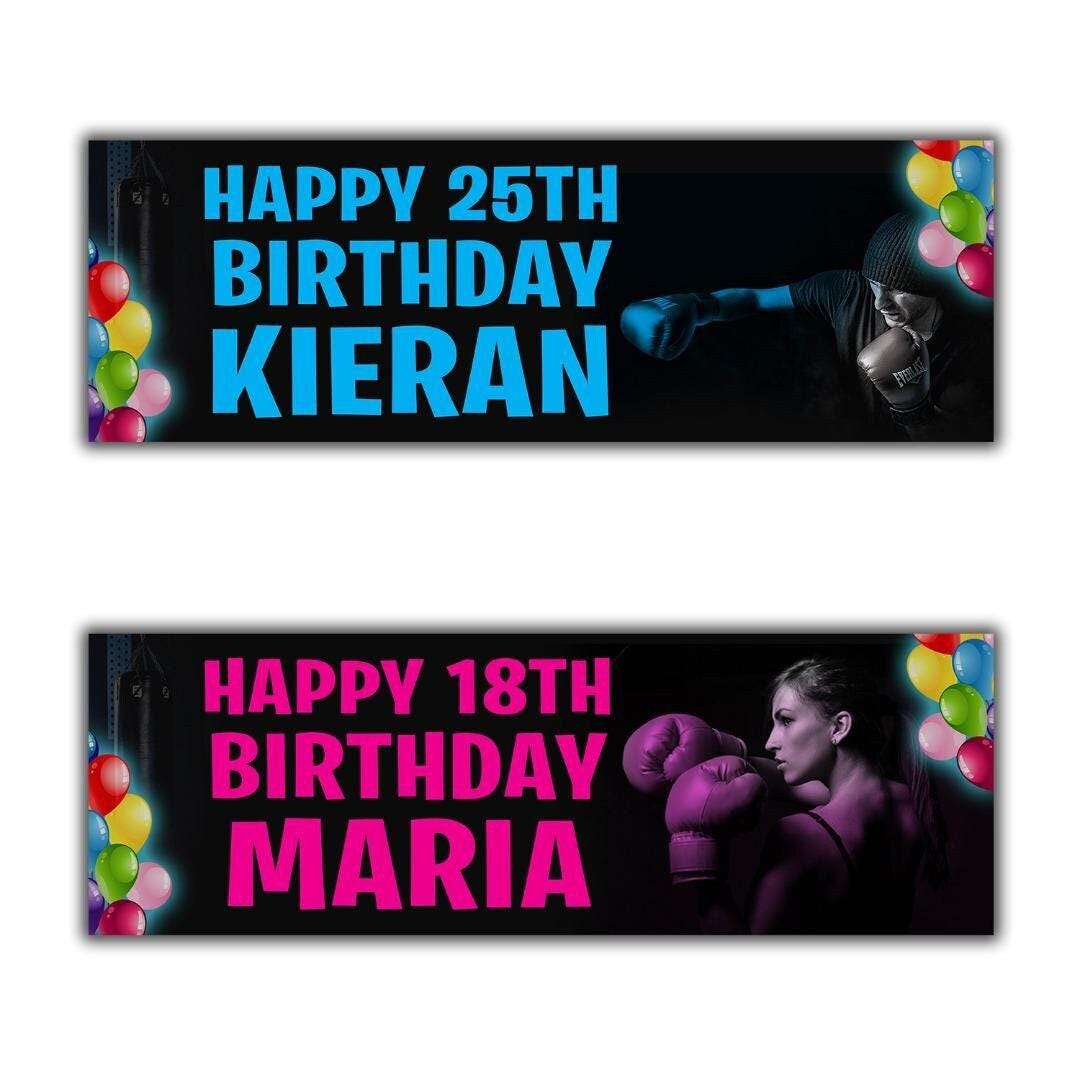2 Personalised Kick Boxer Birthday Party Celebration Banners  Decoration Posters