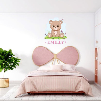 Personalised Bear Wall Sticker Name Vinyl Decal Boys Girls Kids Nursery Bedroom