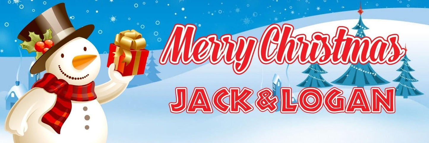 2 Personalised Christmas Santa Or Snowman Xmas Celebration Banners Party Posters