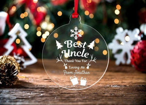 Personalised Best Uncle Auntie Christmas Bauble Custom Name Keepsake Gift