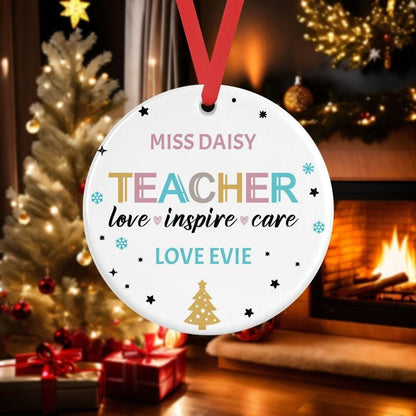 Personalised Teacher Christmas Bauble, Teacher Appreciation Gift