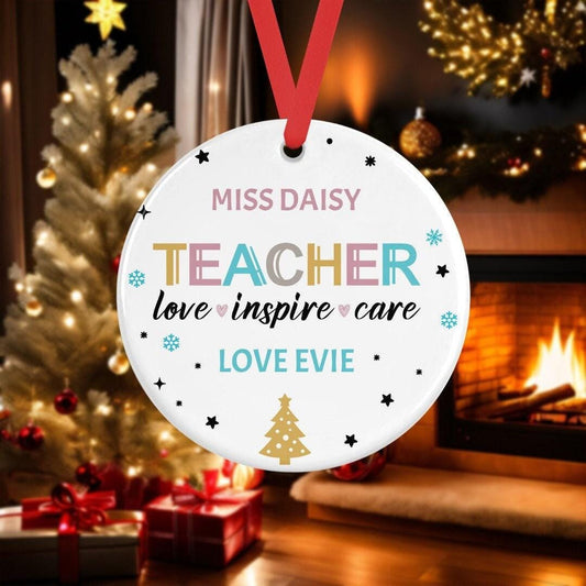Personalised Teacher Christmas Bauble, Teacher Appreciation Gift