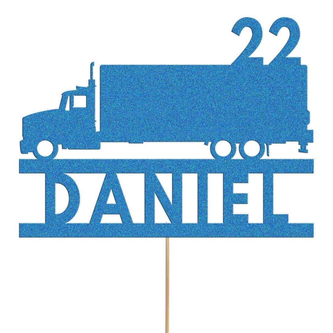 Personalised Glitter Truck Cake Topper: Lorry Driver Decoration