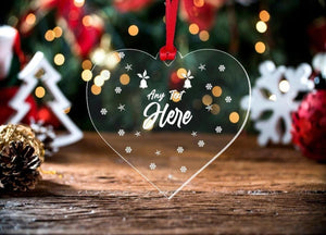 Personalised Heart Christmas Bauble: Laser Engraved Acrylic Keepsake