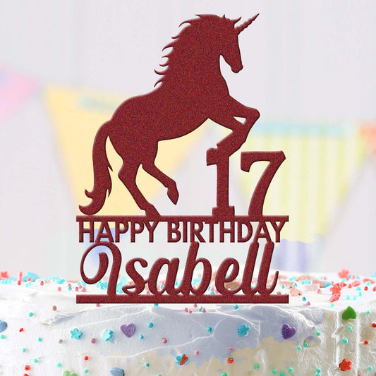 Personalised Acrylic Name Unicorn Horse Animal Birthday Cake Topper Decoration