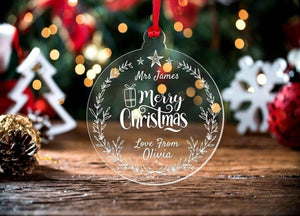 Personalised Acrylic Christmas Bauble: Engraved Keepsake Gift