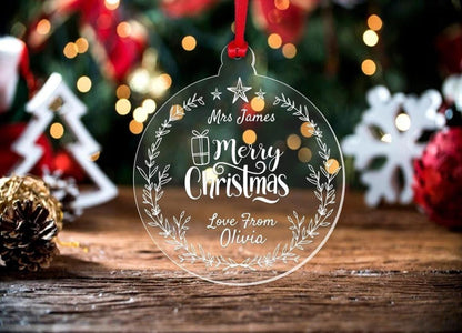 Personalised Acrylic Christmas Bauble: Engraved Keepsake Gift